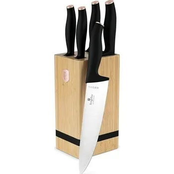 Kuchyňský nůž BERLINGERHAUS Sada nožů se stojanem BAMBOO 6 ks Black Rose Collection BH-2970
