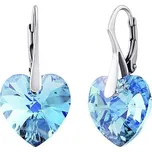 Stříbrné náušnice Srdce 14mm Aquamarine AB se Swarovski® Crystals