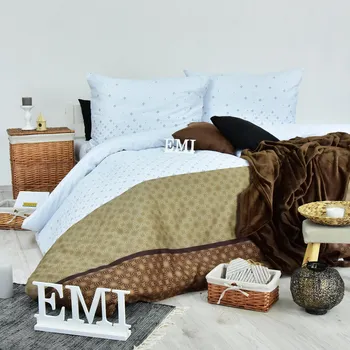 Povlečení Star satén šedo-hnědé EMI: Standardní set jednolůžko obsahuje 1x 200x140 + 1x 90x70