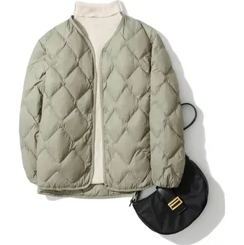 Dámská softshellová bunda Prošívaná bunda větrovka s kachním peřím Barva: Zelená, Velikost: M