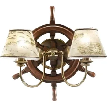 Lampička Cremasco Nástěnné světlo Porto 2zdrojové hnědá, mosaz brynýrovaná, krémová - Doprava zdarma