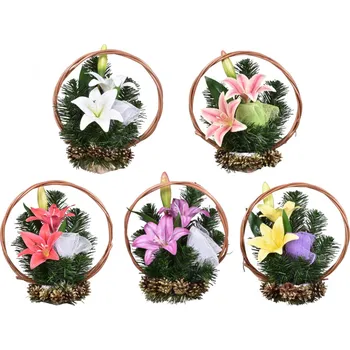 Smuteční dekorace Nohel Garden Lilie NG31315XX podzimní aranžmá 30 cm mix barev