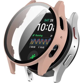 Příslušenství k chytrým hodinkám VSECHNONAMOBIL 81141 PC FULL COVER Plastový kryt se sklem pro Samsung Galaxy Watch 7 40mm růžový