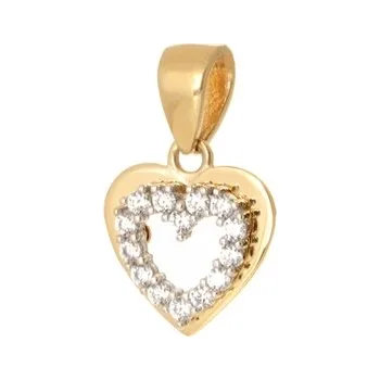 Přívěsek Přívěšek ze žlutého zlata srdíčko se zirkony ZZ1198F + dárek zdarma