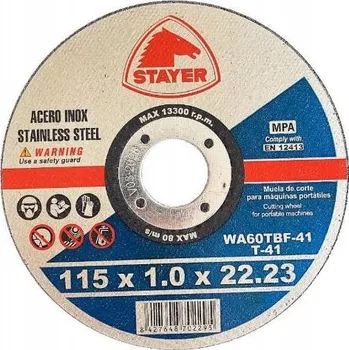 Řezný kotouč STAYER Řezací kotouč na kov STANDARD T41, Ø 115 x 1 x 22,23 mm, 10 ks, STAYER