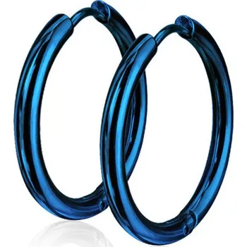 Náušnice Šperky4U Modré ocelové náušnice - kruhy 15 mm - OPN1119B-15