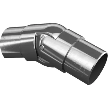 Spojka sloupku zábradlí a krycí lišty, nastavitelná Spojka sloupku zábradlí a krycí lišty, nastavitelná, 0-70°, nahoru, trubka O42,4 x 2mm, krycí lišta O42,4 mm, nerez. ocel 316, kartáčovaná