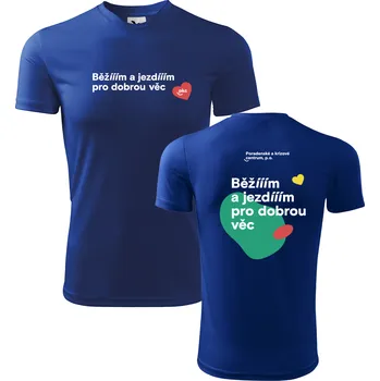 Běžecké oblečení Pánské funkční tričko s krátkým rukávem AD Sport pkc BĚŽÍÍÍM A JEZDÍÍÍM PRO DOBROU VĚC modré pkc-9994790 - M | UK 11,5 | US 12