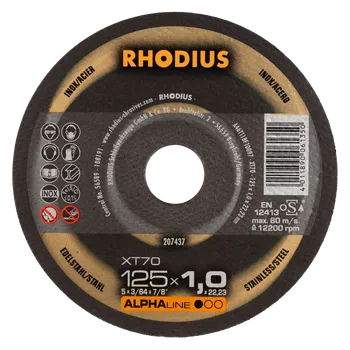 Řezný kotouč RHODIUS Extra tenký řezný kotouč XT70 25 ks PACK 125 x 1,0 x 22,23 ALPHAline