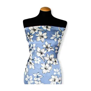 Metráž - Ac Hed šatovka MODRÁ KVĚT BÍLÝ 2535 - látka na šaty a halenky - Modrá, 140 cm