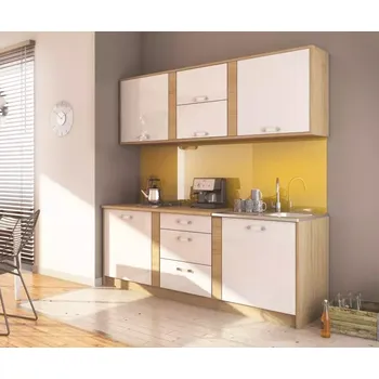 Kuchyňská linka Kuchyňská linka Iberia Bílá lesk / Dub sonoma Doprava ZDARMA.