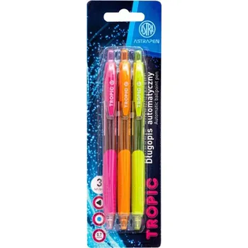 3ks - ASTRAPEN TROPIC, Kuličkové pero 0,7mm, modré, blistr, mix barev, 201022023