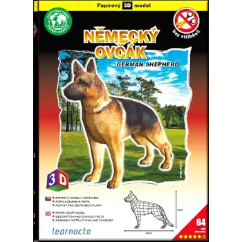 3D puzzle Německý ovčák – Papírový 3D model/64 dílků