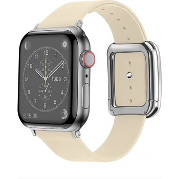 Příslušenství k chytrým hodinkám Kožený řemínek s moderní magnetickou přezkou pro Apple Watch 38/40/41/42mm Barva: Béžová