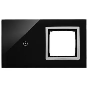 vypínač Simon DSTR210/74 Dotykové panely 2 moduly 1 dotykové pole, otvor pro příslušenství Simon 54, lávová/stříbro