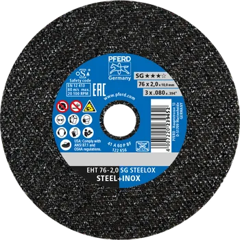 Řezný kotouč Pferd 65508021 | Řezný kotouč 76 x 2,0 x 10,0 mm, pro přímé brusky SG STEELOX