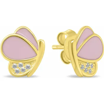 Náušnice Brilio Silver Něžné pozlacené náušnice Motýlci se zirkony EA1079Y + 2 měsíce na vrácení zboží