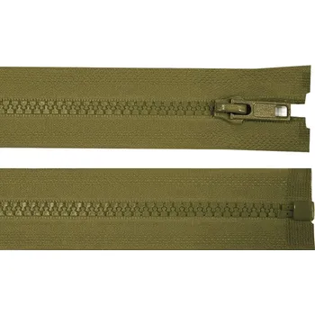Zip Kostěný zip šíře 5 mm délka 75 cm (bundový) - 298 zelená khaki tmavá