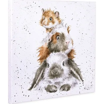 Obraz Obraz na plátně "Piggy in the Middle" Wrendale Designs, 20 x 20 cm – morče a králík