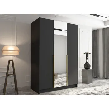 Šatní skříň Šatní skříň Mirpat II, Barva: černá / černá + zlatá MIRJAN 5903211352256