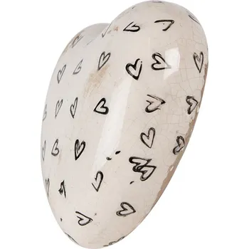 Béžové keramické dekorační srdce se srdíčky Hearti - 11*11*4 cm