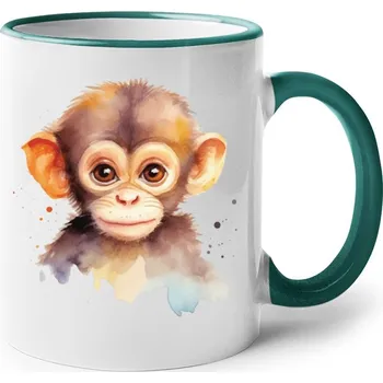Keramický hrnek Opička, Barva Zelená, Velikost 330 ml, Canvas Keramický hrnek s barevným uchem Bezvatriko.cz 2693