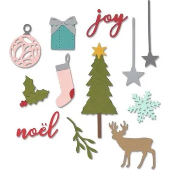 Výtvarná sada SIZZIX Thinlits vyřezávací kovové šablony - vánoční set 16 ks