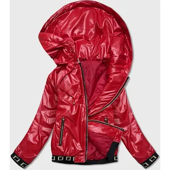 Krátká červená dámská bunda s kapucí (B9787-4) odstíny červené XL (42)