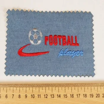 Nášivka nasivka riflovina FOTBAL ZÁPLATA - Modrá, 14x8cm