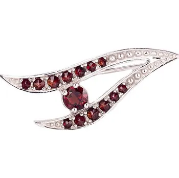 Brož granát - stříbrná brož - vlnka (5033) povrchová úprava: zlacené