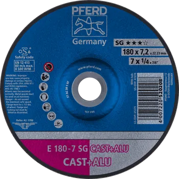 Brusný kotouč Pferd 62217681 | Brusný kotouč pro slévárny 180 x 7,2 x 22,23 mm, SG CAST + ALU