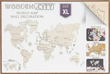 3D puzzle Wooden City Dřevěná mapa světa XL 46 dílků