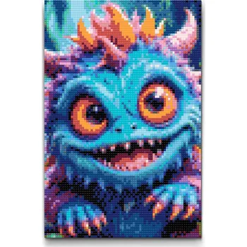 Diamantové malování Diamantové malování - Roztomilá příšerka z bájného lesa Velikost: 20x30cm, Rámování: Pouze srolované plátno, Diamanty: Čtvercové