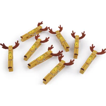 Vánoční dřevěný kolíček sněhulák, sob, barva 1 béžová tm. sob