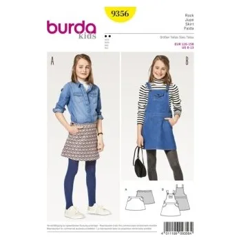 Střih Burda číslo 9356 na dětskou šatovku a sukni -