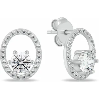 Náušnice Brilio Silver Slušivé stříbrné náušnice se zirkony EA1055W + 2 měsíce na vrácení zboží