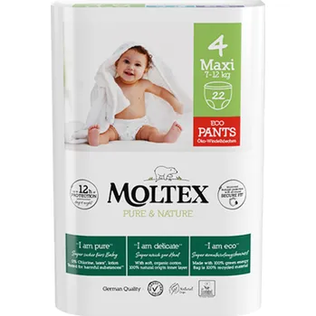 Plenkové kalhoty Natahovací plenkové kalhotky Moltex Pure & Nature Maxi 7-12 kg (22 ks)
