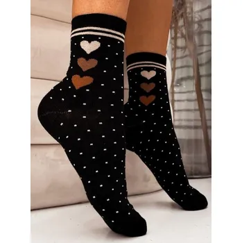 Dámské ponožky DOVOZ EU Dámské ponožky Hearts černé Velikost: 37/41