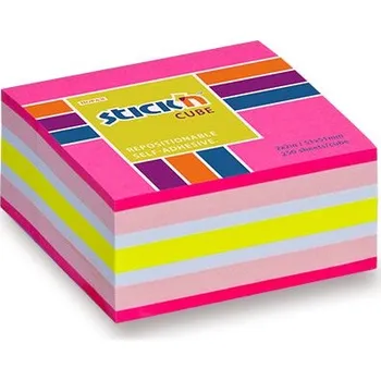Blok Samolepicí bloček Hopax Stick’n Notes Neon 51 × 51 mm, 250 listů, různé barvy - růžový