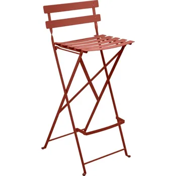 Zemitě červená kovová skládací barová židle Fermob Bistro