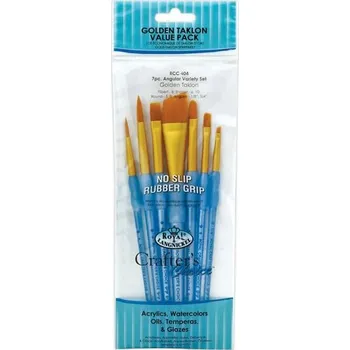 Umělecký štětec Royal & LangnickelSada štětců GOLD TAKLON, 7ks (mix plochý,seříznutý,špičatý,ovál)