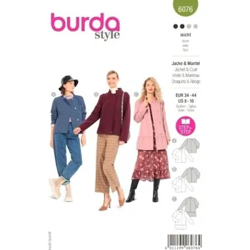 Střih na dámský kabátek Burda 6076 -