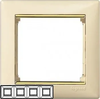 vypínač Legrand 774154 VALENA rám. 4p hor. béžová-zlato