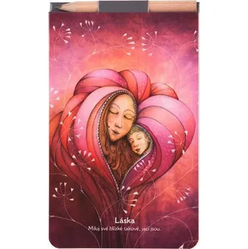 Blok s magnetem a tužkou LÁSKA 90 x 140 mm, čistý, 40 listů