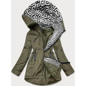 Khaki-bílá dámská bunda pro přechodné období (B8037-11026) odstíny zelené 46