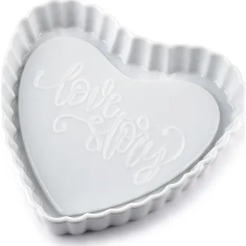Koláčová forma MODERN LIFE ve tvaru srdce bílá