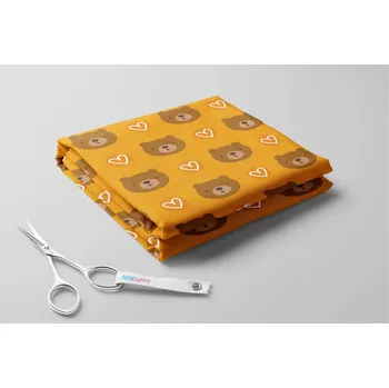 Fleece antipiling, Medvídci a srdíčka Barva: žloutková