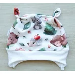 AMÁLKA Elastická čepička teplákovina, zvířátka v lese Velikost: 50-56