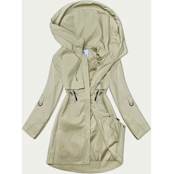 Dámský kabát Béžový dámský kabát s kapucí Glakate (LU98022#) odstíny béžové L (40)