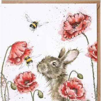 Přání 15 x 15 cm "Let it Bee" Wrendale Designs - včelky a zajíček